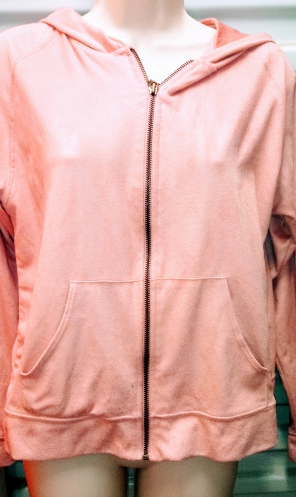 Pink man-made suede hoodie
